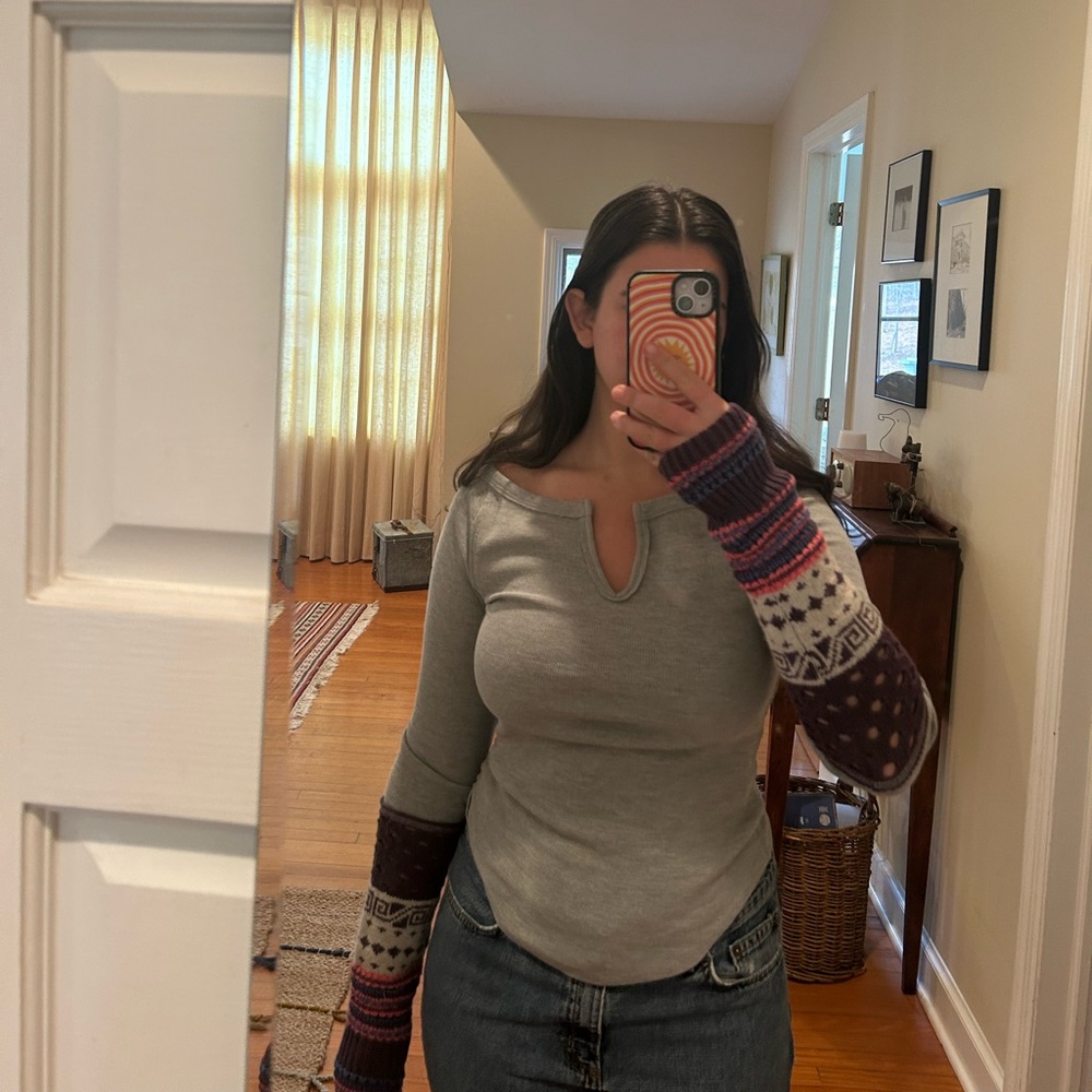 Free People We The Free Cozy Craft Cuff, Size Small, Heather Grey Combo, NEW - Picture 4 of 6
